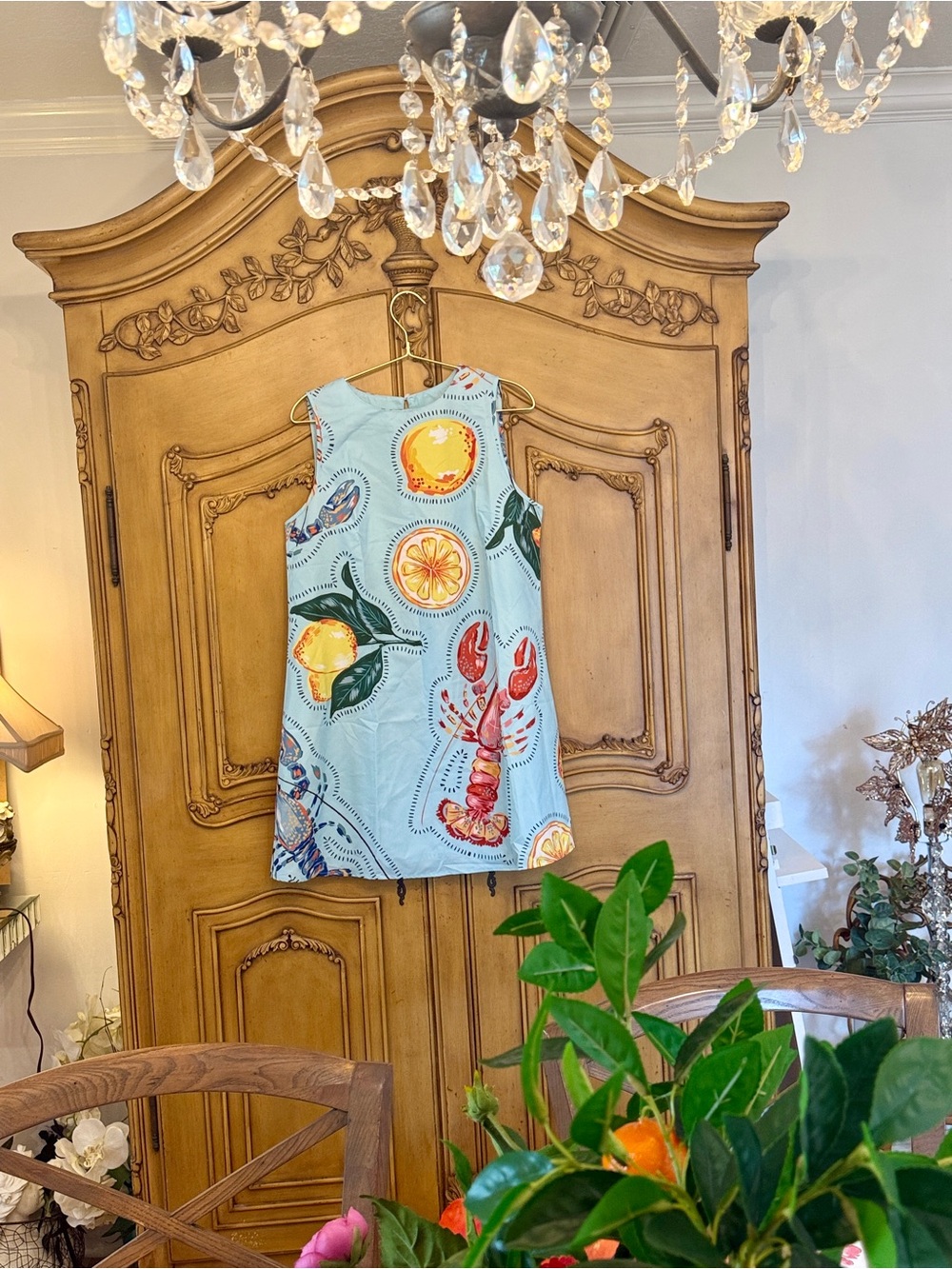 Trending Summer Print Shift Dress in Light Blue